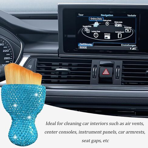 Bling Car Interior Dust Brush, Crystal Rhinestone Soft Auto Detailing Cleaning Brush, Sparkling Diamond Vehicle Dashboard Air Vent Cleaner for Women Girls, Universal for Vehicles (White) in Saudi Arabia