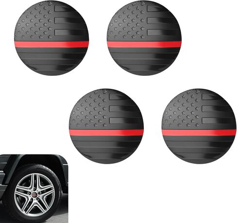 4 PCS Car Wheel Center Caps, Waterproof and Durable Round Car Hub Caps, American Flag Design Decoration, Universal Waterproof Vehicle Rim Decoration, Universal for Cars Trucks SUVs (Red) in Saudi Arabia