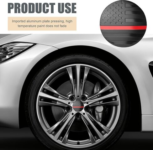 4 PCS Car Wheel Center Caps, Waterproof and Durable Round Car Hub Caps, American Flag Design Decoration, Universal Waterproof Vehicle Rim Decoration, Universal for Cars Trucks SUVs (Red) in Saudi Arabia