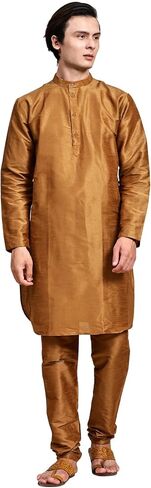 SKAVIJ Men's Art Silk Tunic Kurta Pyjama Casual Ethnic Dress Regular Fit in Saudi Arabia
