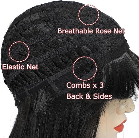 meiliprotea Gothic Bride Black Wig with Bun Lydia Deetz Cosplay Halloween Wig with Fluffy Bun Synthetic Straight Shoulder Length Wigs for Women Halloween Costume Party in Saudi Arabia