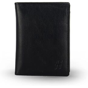 Halsey Unisex Adults Slim Leather RFID Protected Leather Wallet | Handcrafted Ultra Strong Stitching | Card Slots | Transparent ID Window | Multi-Card Compartment | Bifold Wallet (S, Black)