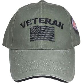 Eagle Crest Military Veteran U.S. Flag Cap, Green, Adjustable