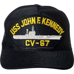 United States Navy USS John F. Kennedy CV-67 Aircraft Carrier Ship Emblem Patch Hat Navy Blue Baseball Cap