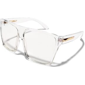 ShadyVEU Oversized Flat Top Trendy Square Trapezoid Shape Fashion Mens Womens Sunglasses