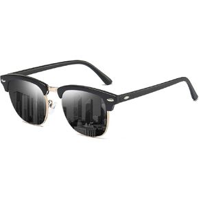 Dollger Polarized Browline Sunglasses Classic Semi-Rimless Frame Retro Brand Sunglasses for Men and Women UV 400