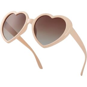 Polarized Heart Shaped Sunglasses for Women Girls Retro Oversized Sun Glasses Red Heart Glasses Cute Eyewear