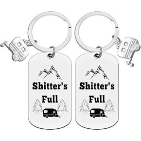 Camper Keychain Camping Accessories for Travel Trailer Shitter's Full Camping Keychain Set Happy Camper RV Keychain Camping Gifts for Men Women Christmas Birthday Vacation Gifts