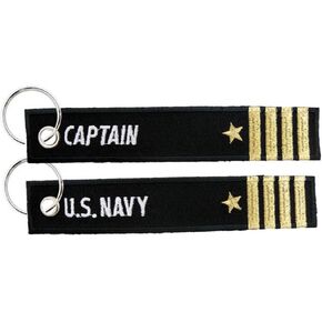 Eagle Crest U.S. Navy Captain Black Embroidered Key Chain