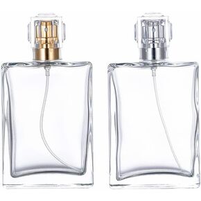 YORROR عبوتان من رذاذ العطور الزجاجي الأسود، زجاجة رذاذ عطر فارغة قابلة لإعادة الملء للرجال والنساء، 100 مل، موزع عطر محمول لرذاذ خفيف للسفر