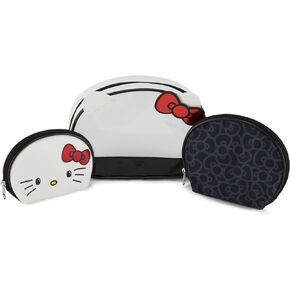 مجموعة حقائب مستحضرات التجميل هالو كيتي - للفتيات والأولاد والمراهقين والبالغين - مجموعة حقائب مستحضرات التجميل للسفر هالو كيتي مرخصة رسميًا مكونة من 3 قطع (أحمر) in Kuwait