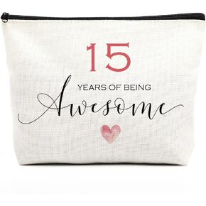 15th Birthday Gifts for Teen Girls Happy Birthday Makeup Bag Inspirational Gifts for 15 Year Old Girl Gifts for Birthday Decorations 15th Birthday Ideas for Girls Her Daughter Niece Being Awesome