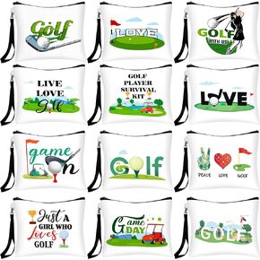Shinylin 24 Pcs Golf Gift Bag Golf Cosmetic Bags Golf Accessories for Women Men Inspirational Golf Pouch Zipper Golf Toiletry Organizer Golf Wristlet Wallet for Golf Player Golf Lovers Gift,12 Style