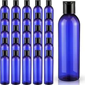 Eccliy 48 Pack 8oz Empty Plastic Squeeze Bottles with Disc Top Caps Travel Containers Refillable Plastic Bottles with Caps Empty Shampoo Bottles for Shampoo, Lotions, Liquid Body Soap, Creams (Blue)