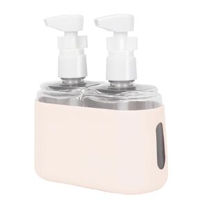 Songaa Travel Bottles Leak Proof, 2 in 1 Travel Containers for Toiletries, Refillable Plastic Bottles with Lid, Travel Accessories Shampoo Conditioner Bottles Beige