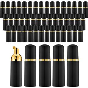2 Oz Black Foam Soap Bottle with Gold Pump Empty Travel Foaming Dispenser for Hand Soap,Lash Shampoo,Body Wash(12 PCS, Black Cap)