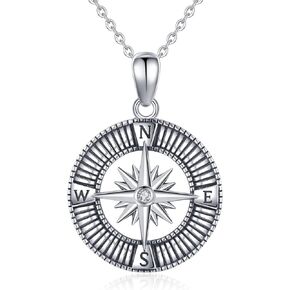 JUSTKIDSTOY Compass Necklace Sterling Silver Celtic Knot Travel Pendant Necklace Inspirational Graduation Jewelry Gifts for Women Men