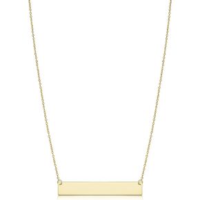 Kooljewelry 14k Gold 1.5 inch Polished Bar Necklace (18 inch, yellow gold, white gold or rose gold)