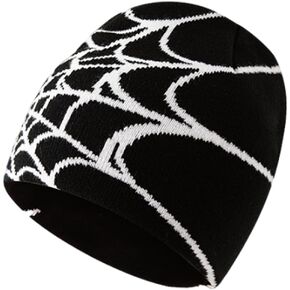 Women's Spider Web Beanie Unisex Y2k Knitted Hats Head Toque Winter Caps Men's Bonnet