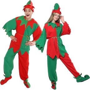 FantastCostumes Adult Christmas Elf Costumes Unisex Fancy Dress Santa's Helper