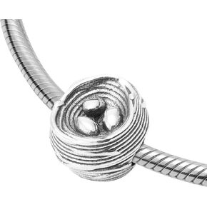 Bird Nest Eggs 925 Sterling Silver Charm Bead For Pandora & Similar Charm Bracelets or Necklaces