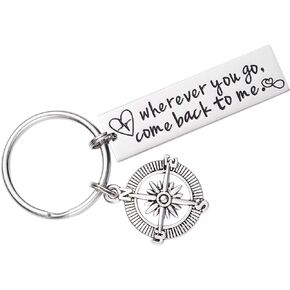 Wherever You Go Come Back To Me Keychain Graduation Gift College Moving Deploying