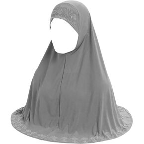 MINGSEECESS Women Glitter Rhinestone Muslim Turban Hijab Cap Modesty Long Head Wrap Scarf Shawl