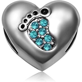 الحب الطفل قدم القلب أمي الأم عيد الميلاد جوهرة يناير-ديسمبر المرأة الخرز Charms ل أساور الأم زوجة شقيقة الجدة مجوهرات in Kuwait