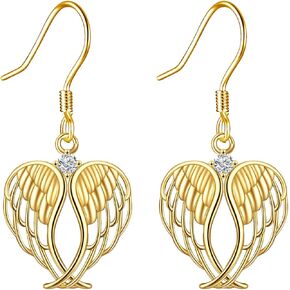 KECHO 14k Solid Gold Guardian Angel Wings Dangle Earrings for Women, Fine Jewelry Birthday Gifts for Girls Daughter Teens in Saudi Arabia