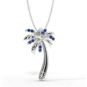 Silver Smile - 925 Solid Sterling Silver Tropical Palm Tree Pendant Necklace| Eye-Catching Pendant in Multicolour Gemstone, Ideal Pick for Birthdays and Anniversary For Her
