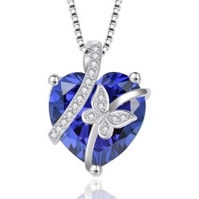 Inpasne Butterfly Necklace for Women 925 Sterling Silver Heart Birthstone Necklace Jewelry Gifts for Women Her Mom Wife Girlfriend Daughter