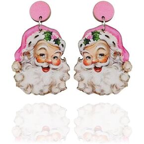 عيد الميلاد موضوع قطرة خشبية تتدلى الأقراط سانتا كلوز قوس قزح شجرة عيد الميلاد حافلة شاحنة النيون البقرة متعددة لطيف الطباعة للنساء الفتيات اليدوية عيد الميلاد السنة الجديدة مجوهرات احتفالية in Kuwait