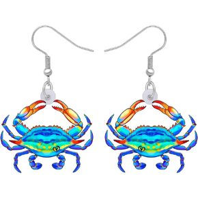 BONSNY Patterned Acrylic Ocean Animals Sweet Ocean Crab Earrings for Women Girls Kids Charms Gift Jewelry