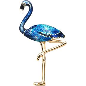 Fashion Cute Flamingo Brooch Classical Full Crystal Broche for Women Rhinestones Cute Animal Corsage Pin Birthday Christmas Gift