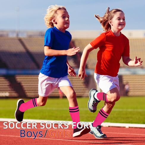 Kids Soccer Socks, 2 Pairs Long Football Socks Knee High Athletic Socks for 7-12 Youth Boys & Girls in Kuwait