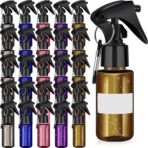 Roshtia 20 Pcs Small Spray Bottle with Keychain 2 oz Plastic Mini Spray Bottles Refillable 60ml Travel Size Spray Bottle with 1 Sheet Sticker Empty Hand Sanitizer Containers for Face Wash, 5 Colors in Saudi Arabia