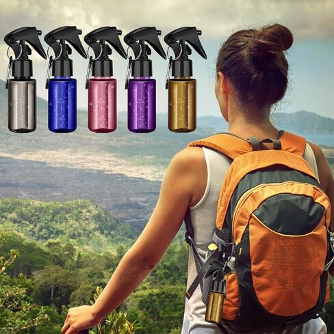 Roshtia 20 Pcs Small Spray Bottle with Keychain 2 oz Plastic Mini Spray Bottles Refillable 60ml Travel Size Spray Bottle with 1 Sheet Sticker Empty Hand Sanitizer Containers for Face Wash, 5 Colors in Saudi Arabia