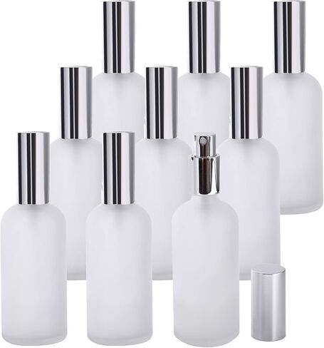 Bekith 9 Pack 3oz Glass Spray Bottles with Fine Mist Sprayer & Pump Spray Cap, Refillable & Reusable Frosted Clear Empty Bottles for Essential Oils, Perfumes, Body Sprays in Saudi Arabia