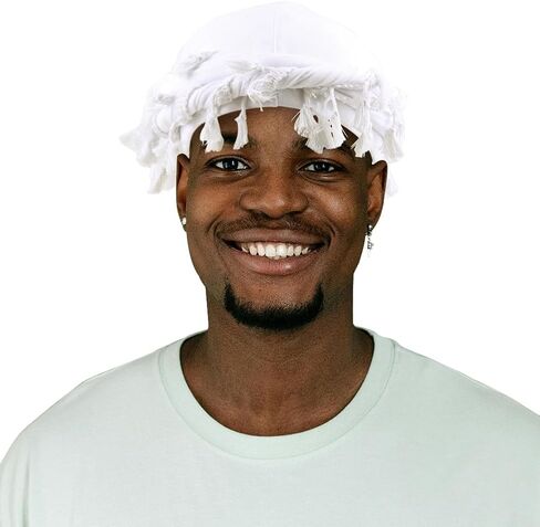 ELIHAIR Halo Turban for Men and Women Vintage Elastic Twisted Durags Satin Lined Head Wraps White in Kuwait