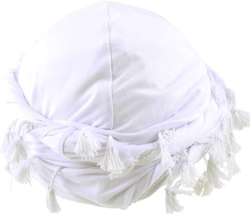 ELIHAIR Halo Turban for Men and Women Vintage Elastic Twisted Durags Satin Lined Head Wraps White in Kuwait