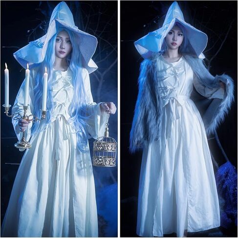 LSYYSKB Elden Ring Witch Cosplay Costume, Witch Renna Costumes Halloween Ranni Renaissance Dress Set with Witch Hat Cape in Kuwait