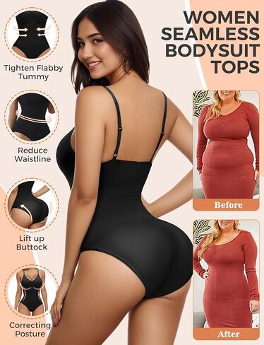 Shapewear for Women Tummy Control, Black Bodysuit Seamless Body Shaper Tank Top Body Suit 2XL in Kuwait