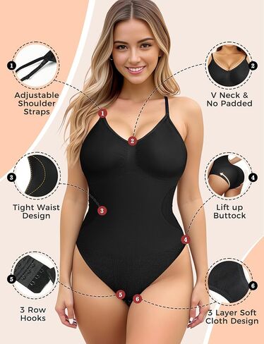 Shapewear for Women Tummy Control, Black Bodysuit Seamless Body Shaper Tank Top Body Suit 2XL in Kuwait