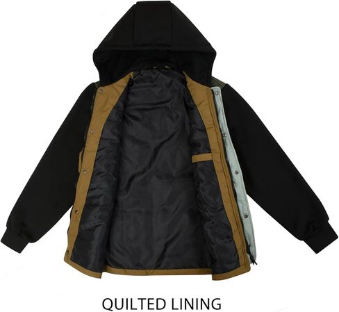 MADHERO Mens Hybird Jacket Patchwork Lightweight Hooded Insulated Sweatshirt Zip Up in Kuwait