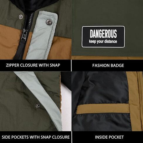 MADHERO Mens Hybird Jacket Patchwork Lightweight Hooded Insulated Sweatshirt Zip Up in Kuwait