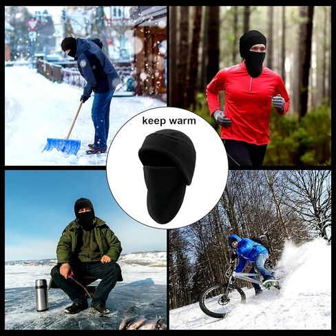 قبعة 2 في 1، 2 قطعة من الصوف الملون عالي الوضوح 2 في 1 قبعة صغيرة مع قناع للرجال والنساء للتزلج في الهواء الطلق، مقاس واحد (برتقالي فلورسن)، برتقالي فلورسنت، مقاس واحد in Kuwait