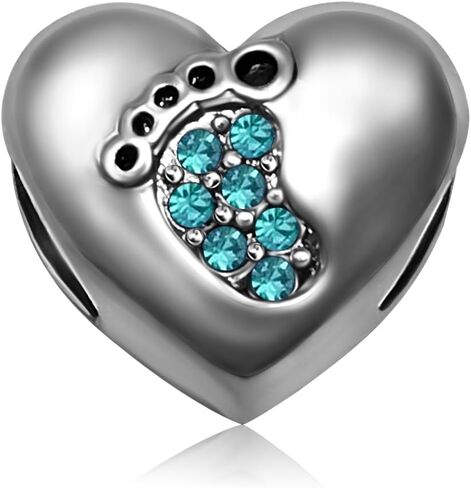 الحب الطفل قدم القلب أمي الأم عيد الميلاد جوهرة يناير-ديسمبر المرأة الخرز Charms ل أساور الأم زوجة شقيقة الجدة مجوهرات in Kuwait