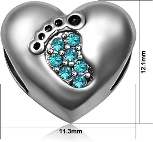 الحب الطفل قدم القلب أمي الأم عيد الميلاد جوهرة يناير-ديسمبر المرأة الخرز Charms ل أساور الأم زوجة شقيقة الجدة مجوهرات in Kuwait