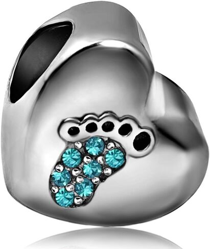 الحب الطفل قدم القلب أمي الأم عيد الميلاد جوهرة يناير-ديسمبر المرأة الخرز Charms ل أساور الأم زوجة شقيقة الجدة مجوهرات in Kuwait