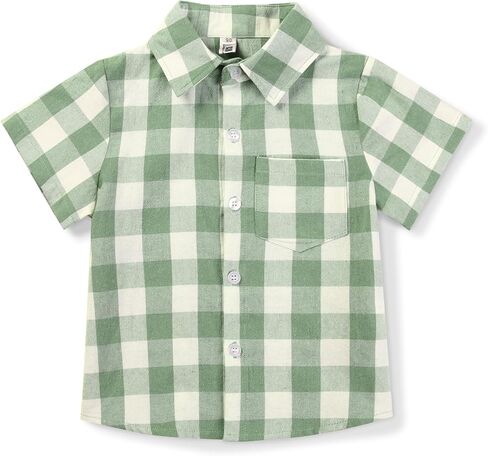 Phorecys Little Big Boys Button Down Short Sleeve Shirts Kids Buffalo Plaid Shirt with Pocket School Uniform Dress Shirt in Saudi Arabia